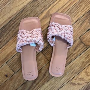 Pink target woven sandals